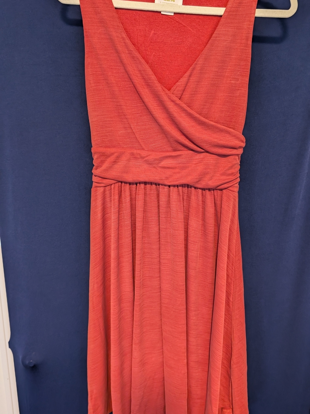 Anthropologie Sleeveless Surplice Midi Dress in Rust